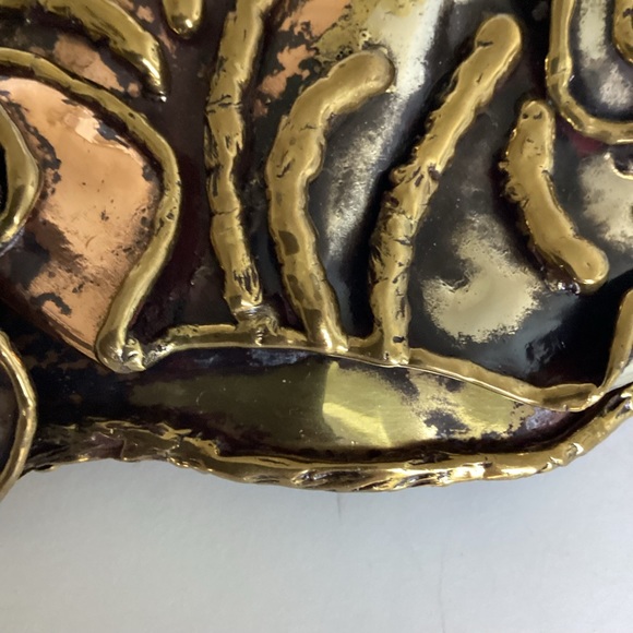 Vintage Belt Buckle Modernist Brutalist Mixed Metals Artist Signed Brass - Picture 4 of 13